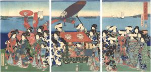 Yoshiiku / Procession of a Great Lady at Takanawa [行列高縄ノ賑ひ]