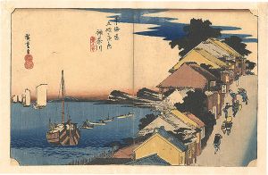 Hiroshige I / Fifty-three Stations of the Tokaido / View of the Embankment in Kanagawa [東海道五拾三次之内　神奈川 台之景]