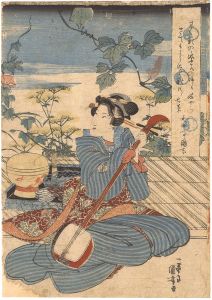 Kuniyoshi / Woman and Shamisen (tentative title) [三味線と女（仮題）]