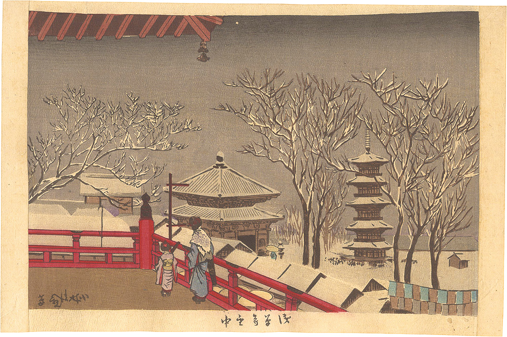 Kiyochika “Sensoji Temple in Snow”