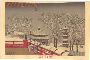 Kiyochika / Sensoji Temple in Snow [浅草寺雪中]