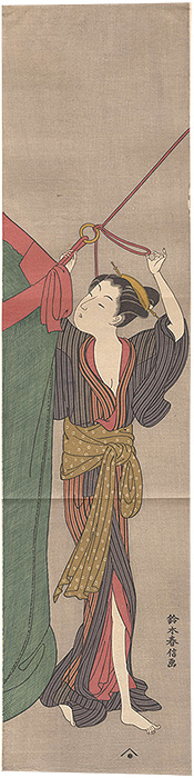 Harunobu “Young Woman Hanging a Mosquito Net【Reproduction】”