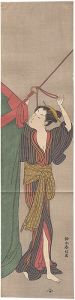 Harunobu / Young Woman Hanging a Mosquito Net【Reproduction】 [蚊帳美人【復刻版】]