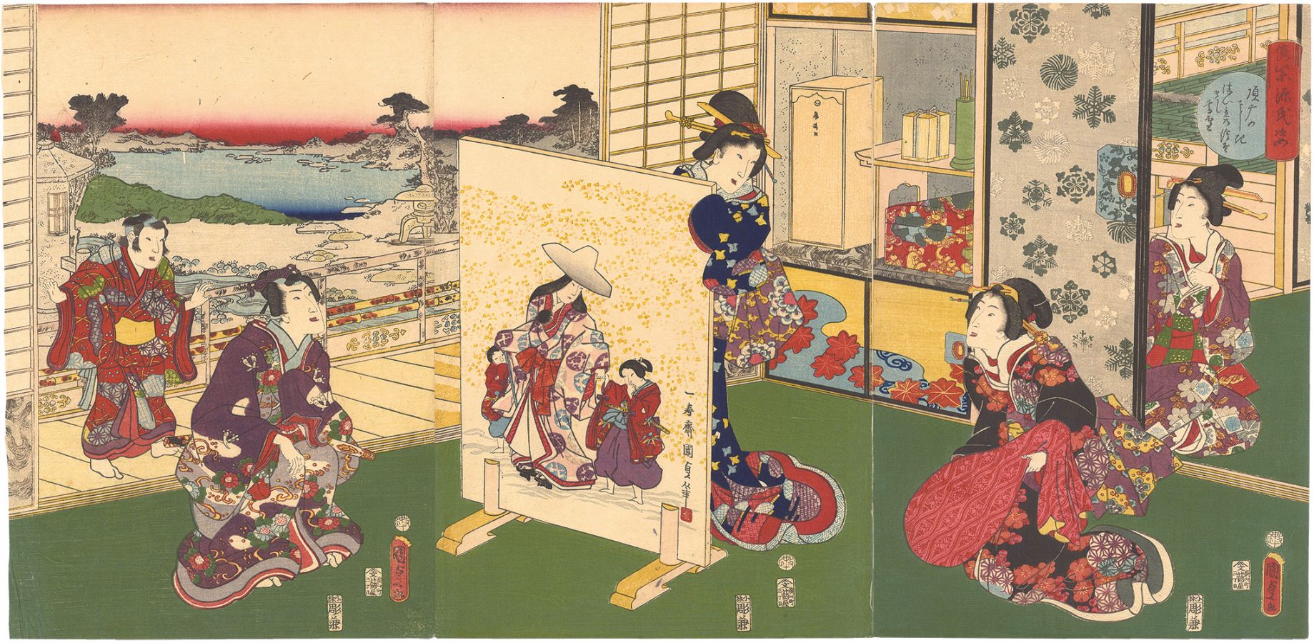 Kunisada II “Portraits of the False Murasaki's Genji / Suma”