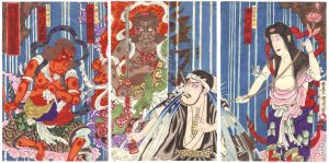 Kunichika / New Play at the Meiji-za Theater: Nachi no Taki Chikai no Mongaku [明治座新狂言 那智滝祈誓文覚]