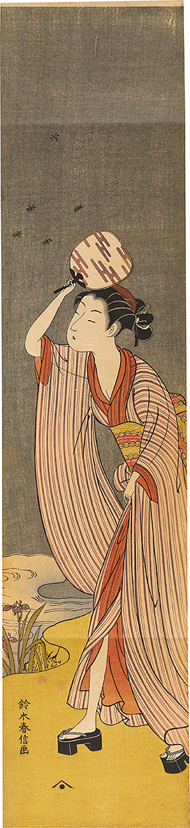 Harunobu “Beauty Holding a Fan with Fireflies (tentative title)【Reproduction】”