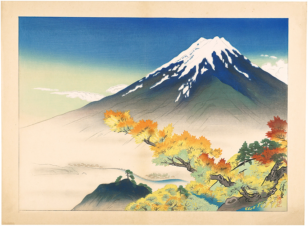 Anayama Shodo(Gihei) “The Mt.Fuji and Goko(means 5 lakes) The Mt.Fuji and Kawaguchi-ko(a lake)
”