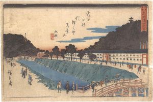 Hiroshige I / Famous Places in Edo / Akabane Bridge and Suiten Shrine [江戸名所　赤羽根水天宮]