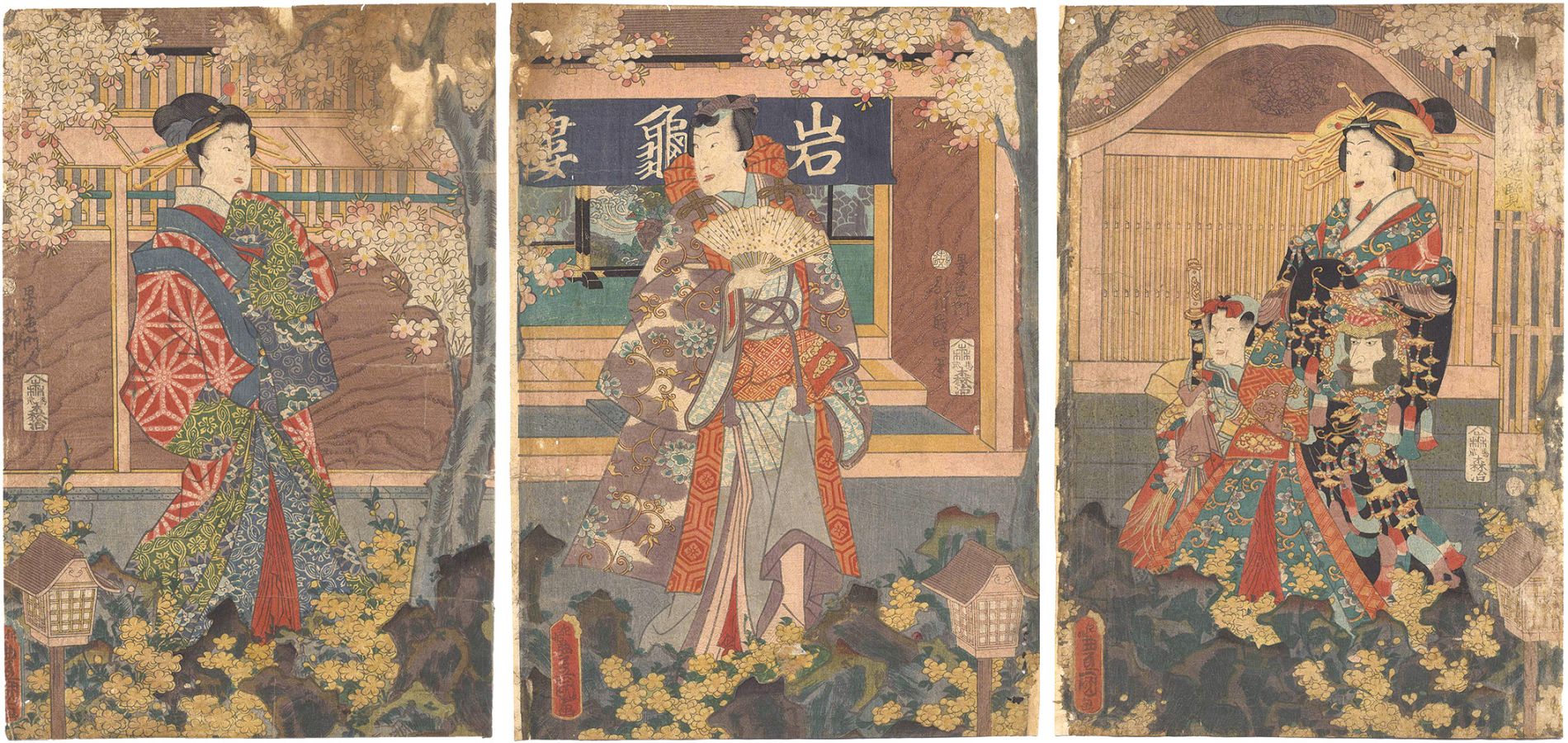 Toyokuni III and Kunitoki “Load Genji's Excursion to the Pleasure Quarter”