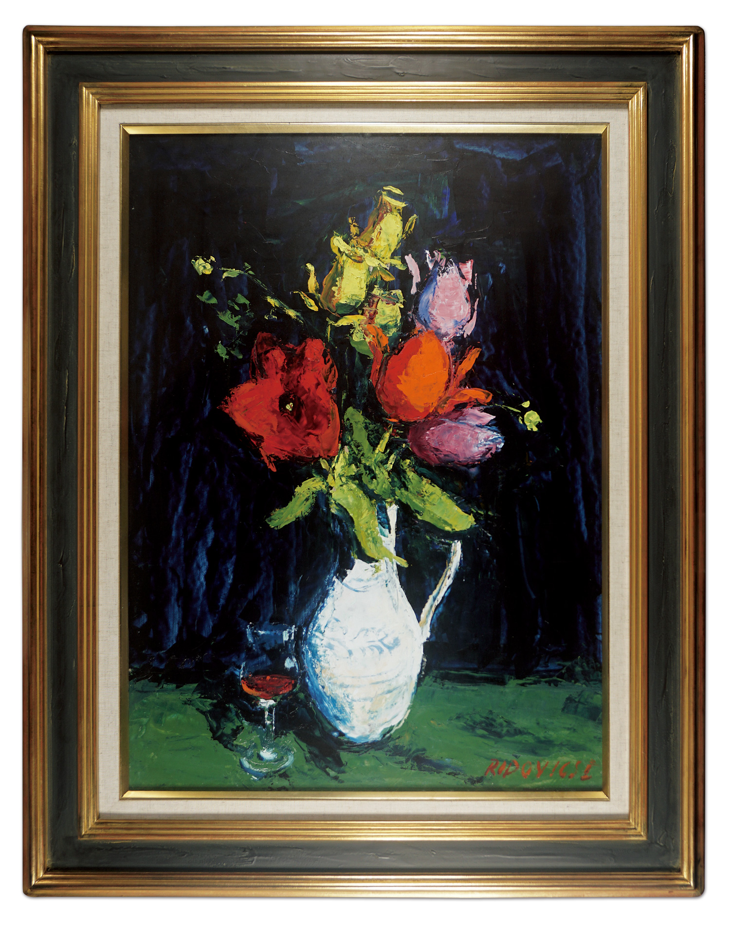 Laslo Ridovics “Still Life: White Vase with Flowers”