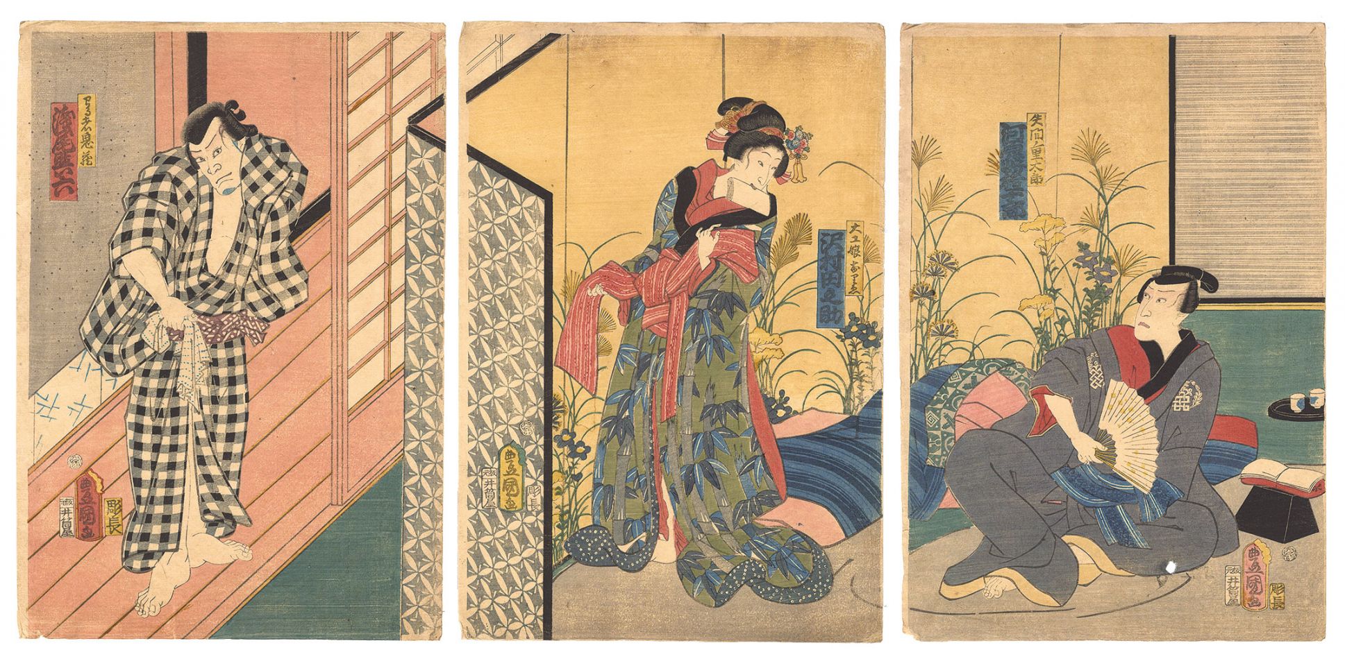 Toyokuni III “Kabuki Play: Tokaido Iroha Nikki”