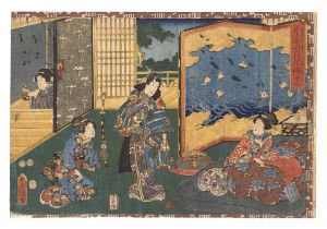 Toyokuni III / Magic Lantern Slides of That Romantic Purple Figure / No. 49 [其姿紫の写絵　四十九]