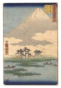 広重初代「五十三次名所図会　十五　吉原 不二の沼浮島か原」
