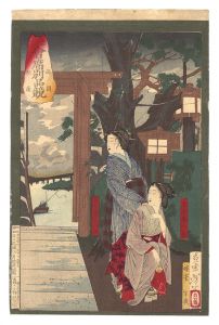 Yoshitoshi / Comparisons of Fancy Dishes in the Restaurants of the Imperial Capital / The Kashiwaya Restaurant in Ryogoku [皇都会席別品競　両国 柏屋]