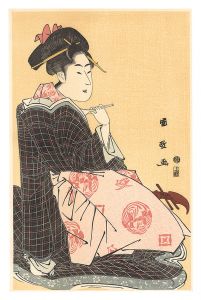 Kunimasa / Woman Holding a Shamisen Plectrum 【Reproduction】 [撥を持つ女【復刻版】]