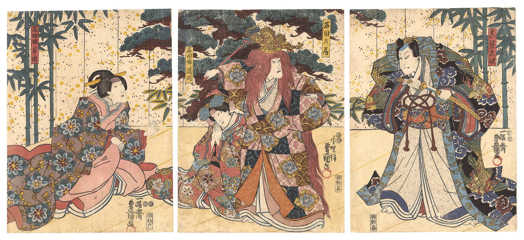 Toyokuni III “Kabuki Play: Hama no Masago Tsukinu Gohiiki”