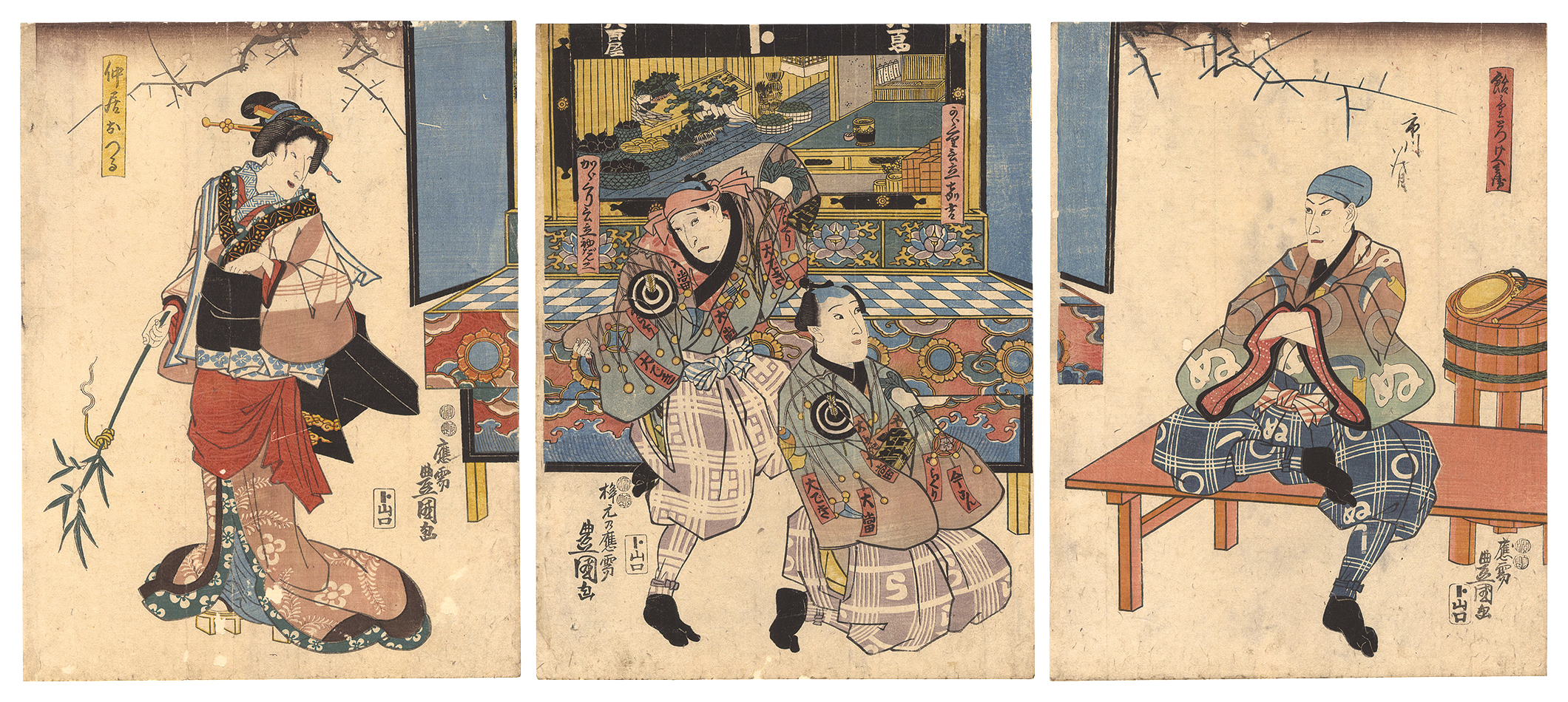 Toyokuni III “Kabuki Play: Hatsuharu no On-kotobuki Soga”