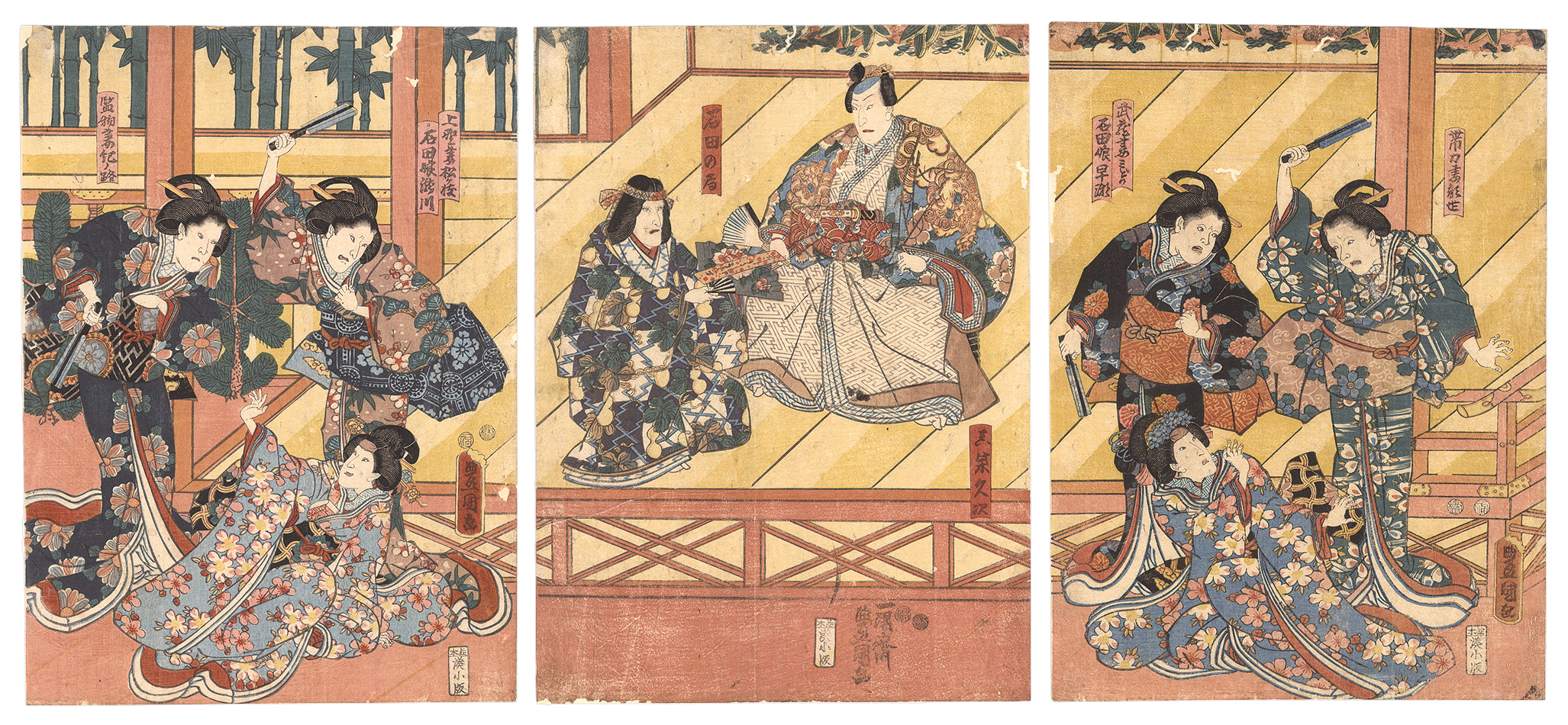 Toyokuni III “Kabuki Play: Hama no Masago Tsukinu Gohiiki”