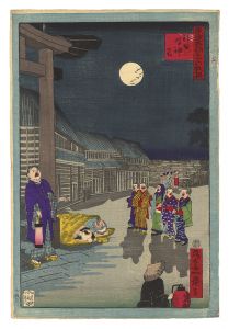 一景「東京名所三十六戯撰　神田明神前」