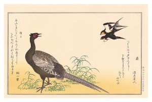 Utamaro / Myriad Birds: A Kyoka Competition / Swallows and Green Pheasant 【Reproduction】 [百千鳥狂歌合　燕 雉子【復刻版】]