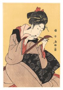 Kunimasa / Replacing the Shamisen String【Reproduction】 [三味線の糸替【復刻版】]