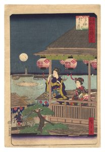 Hiroshige II / Pride of Tokyo: Eight Views of Famous Places / Autumn ｍoon at Takanawa [東京自慢名勝八景　高輪の秋の月]