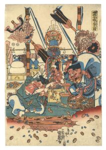 Kunimori / Roof-raising Ceremony Blessed by the Lucky Gods [福神守護上棟之図]