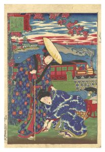 Unknown artist / Collection of the Modern Places / Steam Train at Yokohama [開化名所一覧　横浜蒸気車之図]