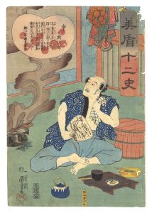 Kuniyoshi / Selections for the Twelve Zodiac Signs / Monkey: Yojiro [美盾十二史　申 与次郎]