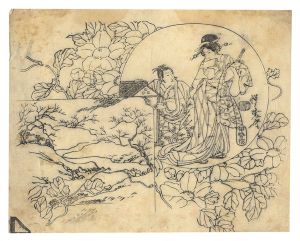 Kyosai / Key block print of Uchiwa-e [団扇絵　校合摺]