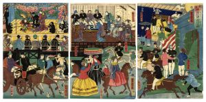 Yoshitora / Foreigners Enjoying Themselves at Yokohama in Musashi Province [武州横浜外国人遊行之図 ]
