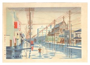 AsanoTakeji / Twelve Views of New Kyoto / Down dizzle at Kawaramachi shijo in KYOTO