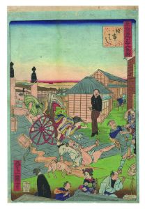Ikkei / Thirty-six Amusing Views of Famous Places in Tokyo / Nihonbashi [東京名所三十六戯撰　日本はし]