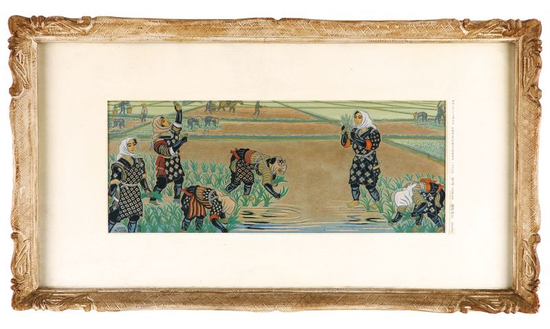 Katsuhira Tokushi “Four Scenes of Rice Cultivation / Girls Planting Rice (Summer)”