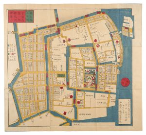 Kageyama Muneyasu / Map of Teppozu of Minami Tsukiji in Kyobashi, Revised from Manen edition [万延改正新鐫 京橋南築地鉄砲洲絵図]