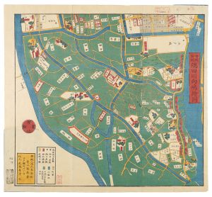 Kageyama Muneyasu / Map of the Sumida River and Mukojima, New Ansei edition [安政新刻 隅田川向島絵図]