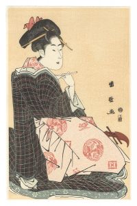 Kunimasa / Woman Holding a Shamisen Plectrum 【Reproduction】 [撥を持つ女【復刻版】]
