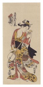 Toshinobu / Triptych of Women with Plunging Neckline / Summer Dress (Right) 【Reproduction】 [奥村一流おどり子風　むねあけ三幅対 なつもよう【復刻版】]