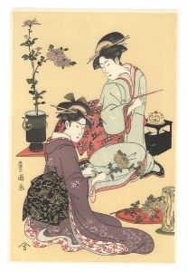 Toyokuni I / Girl arranging flowers【Reproduction】 [生花を生ける娘【復刻版】]