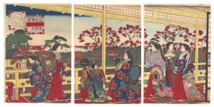 Hiroshige III / True View of the Upper Floor of Koyokan, Shiba Park [芝公園紅葉館楼上之真図]