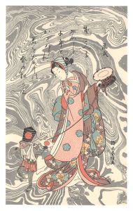 Harunobu / A Beauty as a Monkey Trainer【Reproduction】 [初春女猿廻し【復刻版】   ]