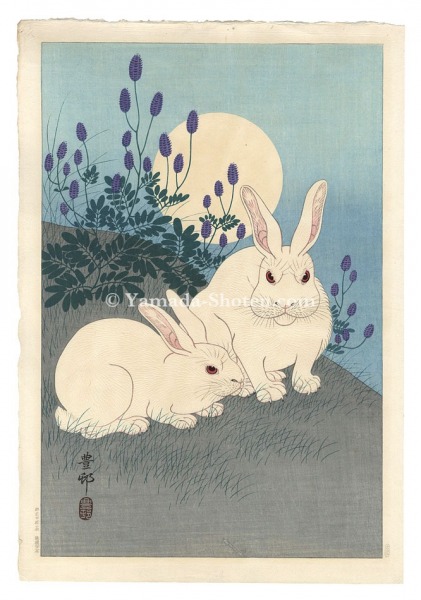 Ohara Koson(Shoson) “Rabbits and the Moon”