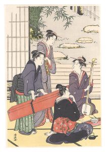 Kiyonaga / Collection of contemporary beauties in the gay quarters/Entertainment in the teahouse light【Reproduction】 [当世遊里美人合 座敷遊宴 左【復刻版】]