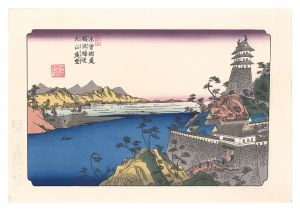 Eisen / Sixty-nine Stations of the Kiso Road / Unuma Station: Distant View from Mount Inuyama【Reproduction】 [木曽街道六十九次　鵜沼ノ駅従犬山遠望【復刻版】]