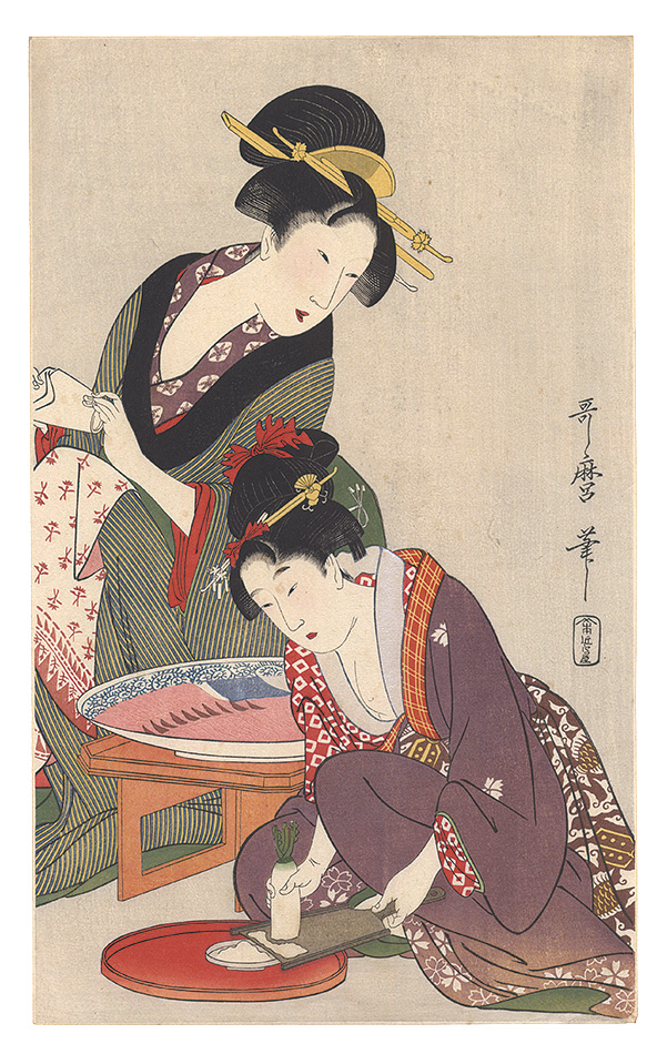 Utamaro “Grating Radish for Sashimi【Reproduction】”