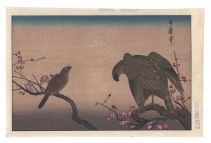 Utamaro / Falcons on Red Plum Branch【Reproduction】 [紅梅に鷹【復刻版】]
