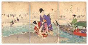 Chikanobu / Ladies of the Tokugawa Period / Gathering Shellfish [徳川時代貴婦人之図　汐干がり]