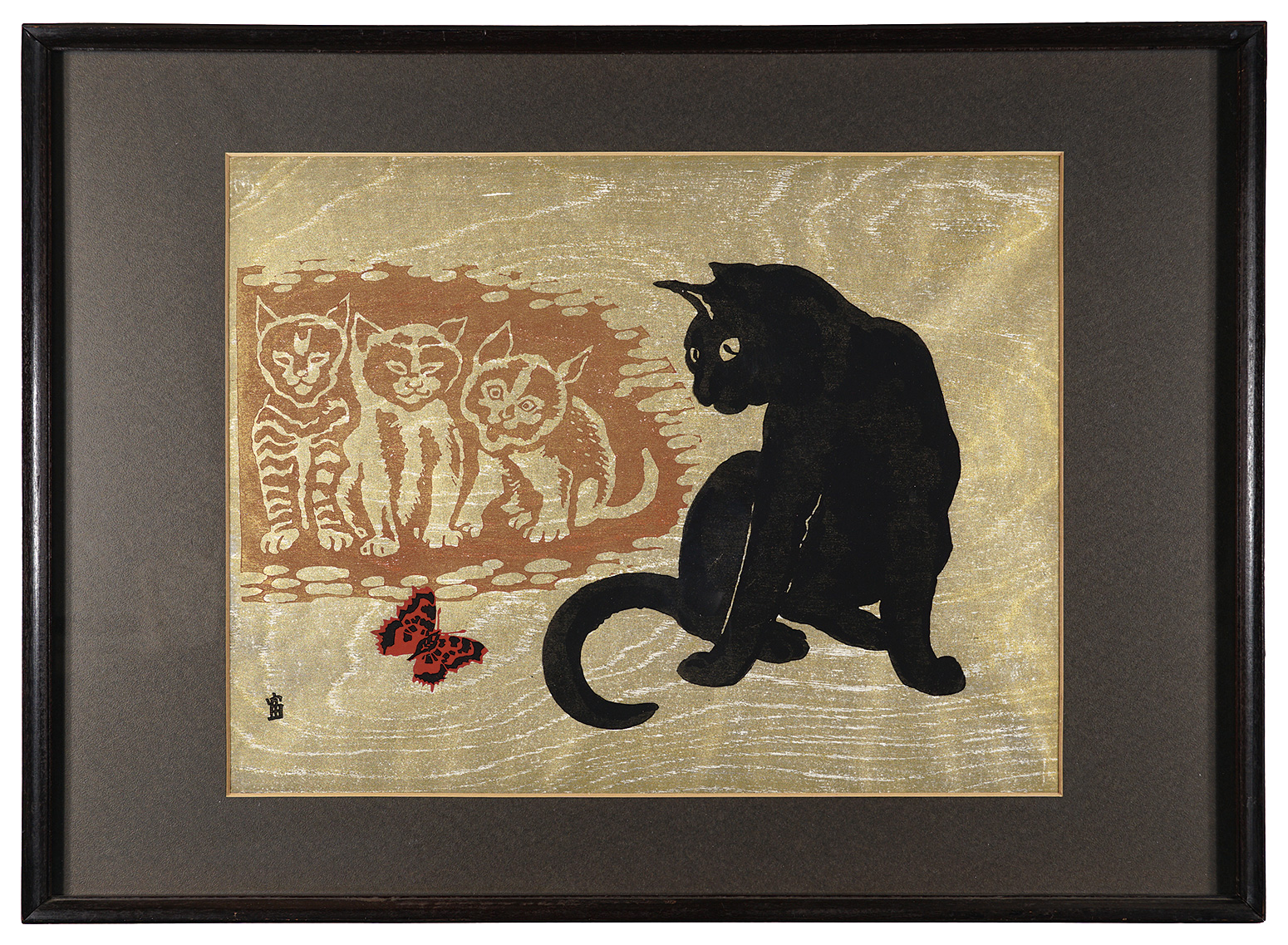 Tokuriki Tomikichiro “Cat and butterfly”
