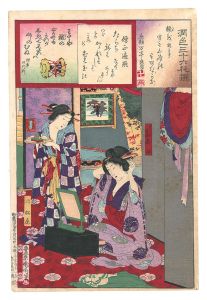 Kunichika / Thirty-six Selected Flowers of Elegance / Sojo Henjo [潤色三十六花撰　僧正遍照]