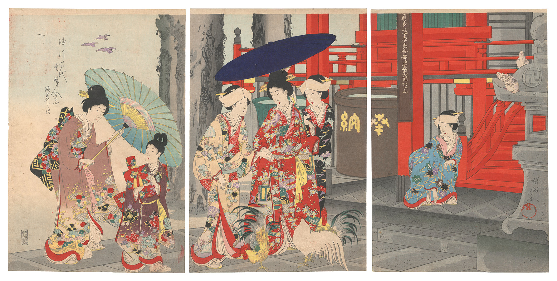 Chikanobu “Ladies of the Tokugawa Period / Visit to Asakusa”